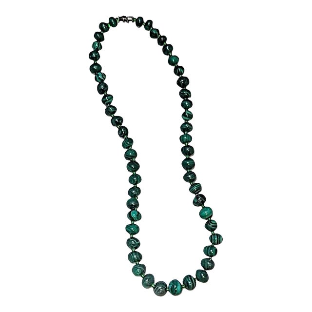 Vintage Malachite Necklace, 21" For Sale