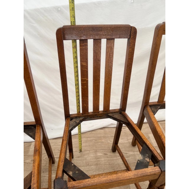 Antique Chairs Set of Four, Barley Twist Legs, Solid Oak, Brown Vinyl Seats For Sale - Image 9 of 13