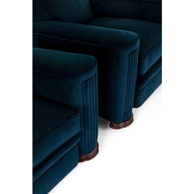 Textile Set of Art Deco Velvet Armchairs For Sale - Image 7 of 13