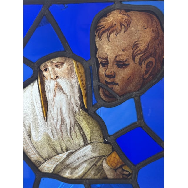 Blue Fragments of 16th Century Stained Glass, Set of 3 For Sale - Image 8 of 12