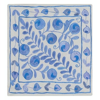 Traditional Handmade Silk Embroidery Suzani Textile Cushion Cover. 17"x18" For Sale