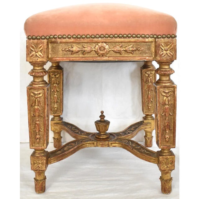 C. 1700 Louis XIV French Giltwood Tabouret For Sale - Image 13 of 13