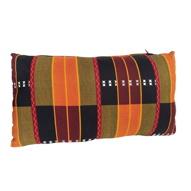 African Kente Cloth Throw Lumbar Pillow 17" W For Sale - Image 4 of 5