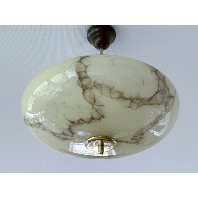Art Deco Pendant Light in Ivory Marble Glass, 1930s For Sale - Image 18 of 18