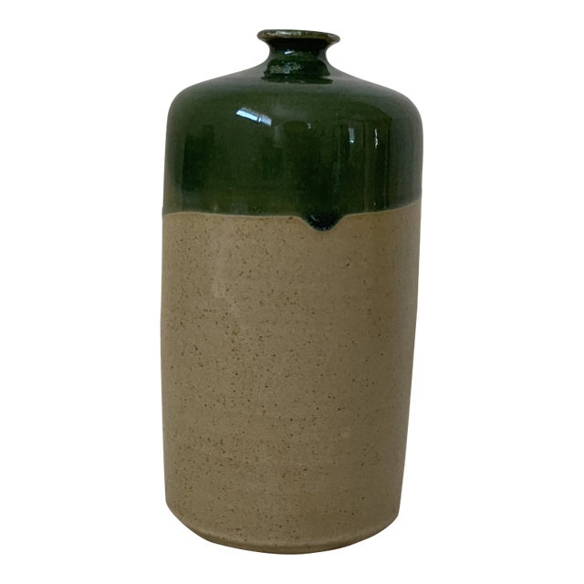 Late 20th Century Toyo Japan Green Dipped Ceramic Jug For Sale