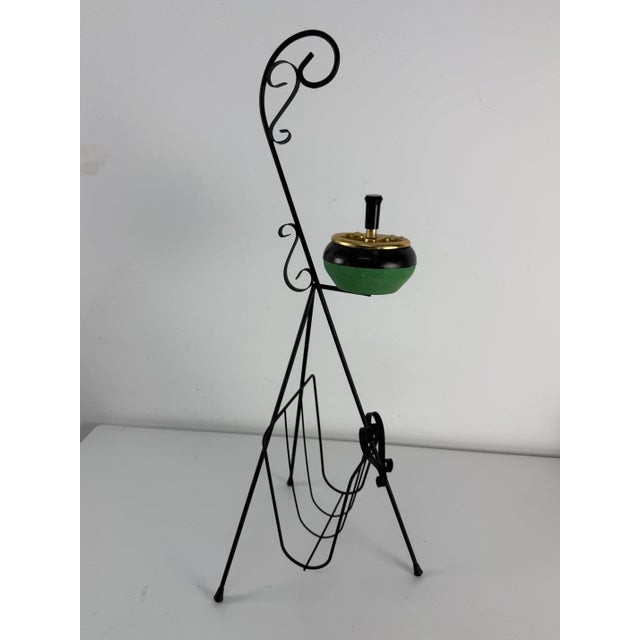 Floor-Standing Ashtray with Magazine Rack in Enameled Wrought Iron, 1950s For Sale - Image 9 of 10