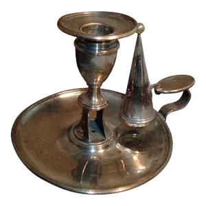 Antique Early 19th Century English Regency Old Sheffield Plate Chamber Stick & Snuffer Silver on Copper