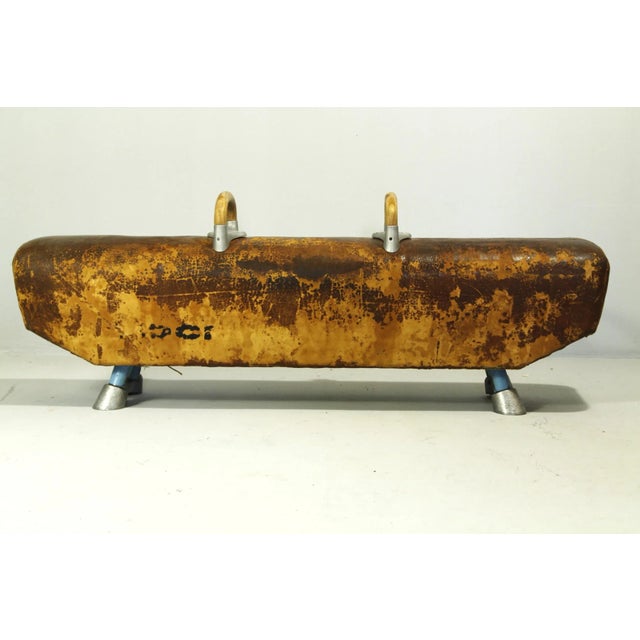 Vintage Leather Gym Pommel Horse Bench, 1960s For Sale - Image 6 of 11