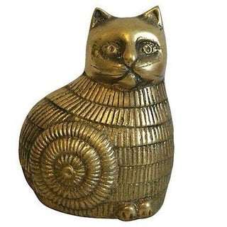 Folk Art Style Brass Cat For Sale