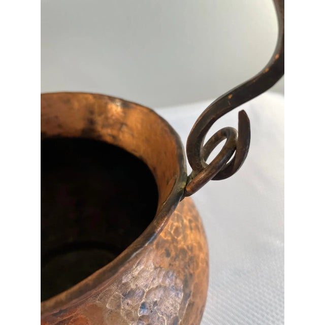 Mid 20th Century Hammered Copper Cachepot or Bucket With Handle For Sale - Image 10 of 13