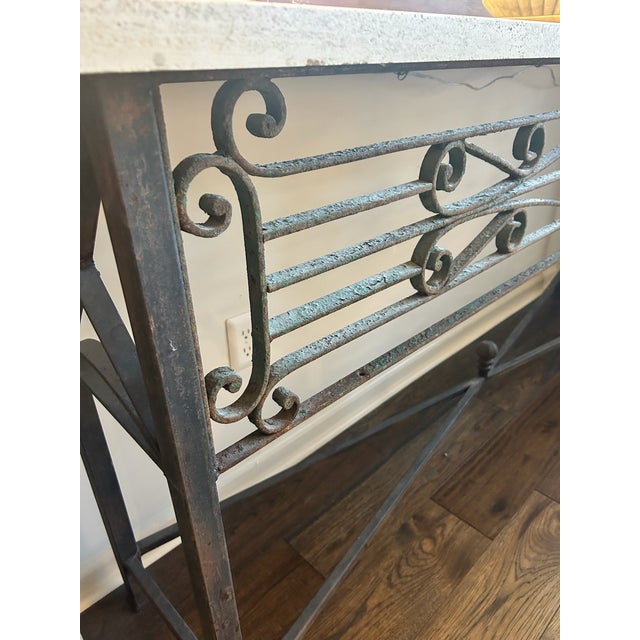 Late 19th Century Late 19th Century Limestone Antique Iron Console For Sale - Image 5 of 11