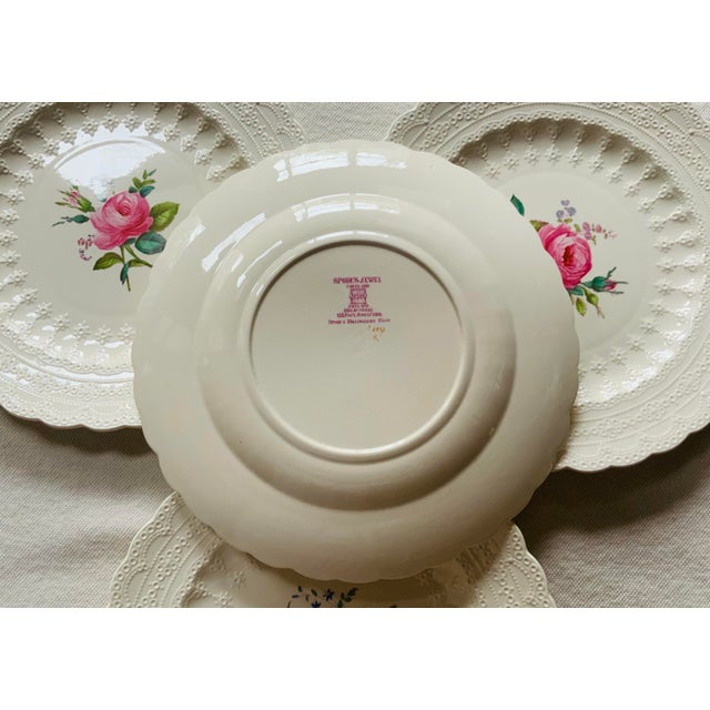 Pink Antique Copeland Spode "Jewel" Bone China Dinner Plates, Billingsley Rose C. 1926 - Set of 4 For Sale - Image 8 of 18