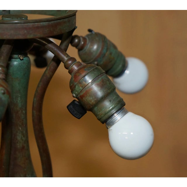 Antique Original Tiffany Studios Nyc O'Brien Bronze Height Adjustable Table Lamp For Sale - Image 13 of 18