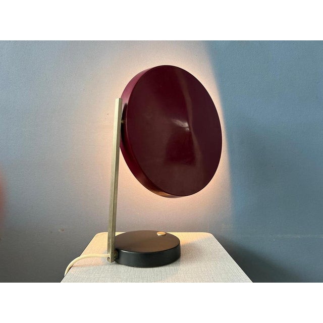 Mid century 'Oslo' Table Lamp by Heinz Pfaender for Egon Hillebrand. The lamp has an unique design with a purple UFO-like...