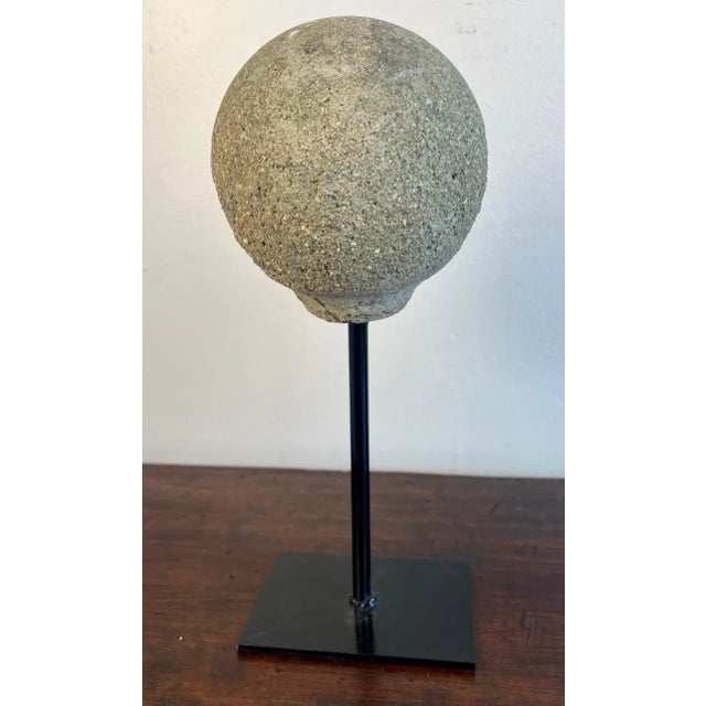 Mid 20th Century Pair of Antique Spheres on Iron Bases, Stone and Cement, Italy For Sale - Image 5 of 11