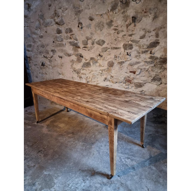 Antique French Pine Dining Table with Casters, 19th Century For Sale - Image 6 of 18