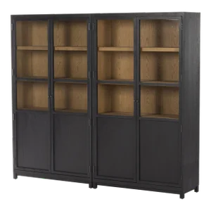 Four Hands Millie Panel & Glass Door Double Cabinet, Black