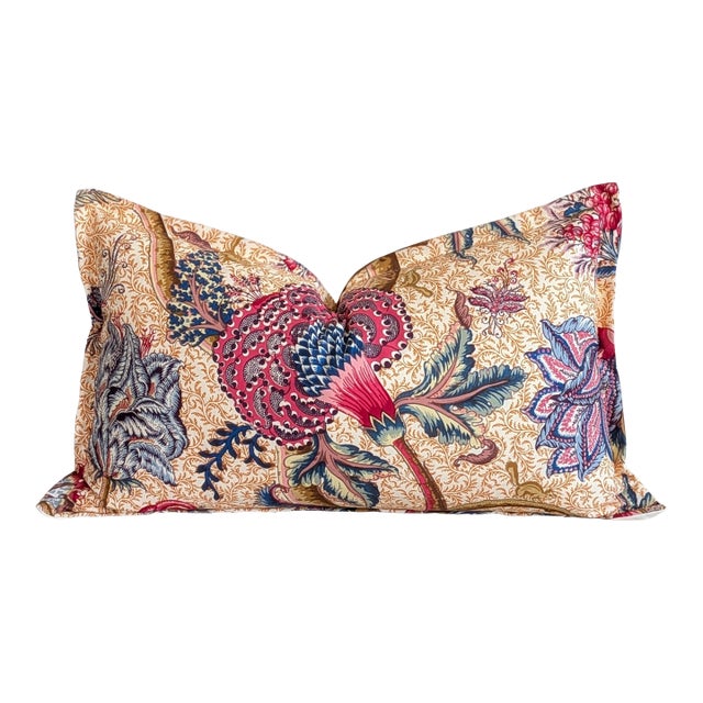 Pierre Frey Le Grand Corail Lumbar Pillow in Rouge Fond Bis For Sale