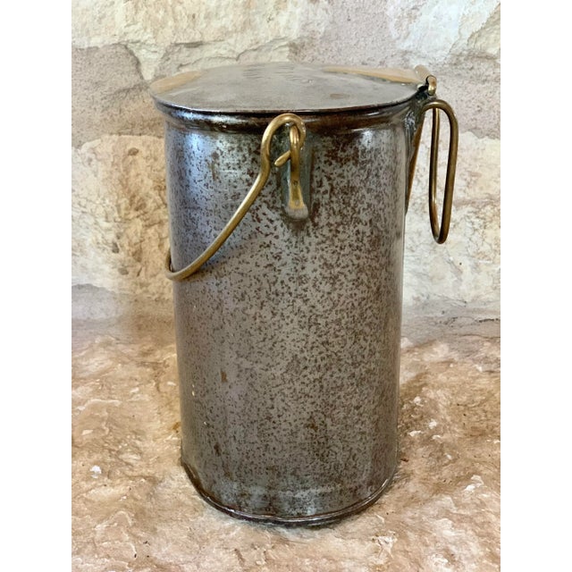 1880's Original Antique English Steel & Brass Dairy Pail, 'Abbott Bros. Pure Milk' Embossed on the Lid For Sale - Image 11 of 12