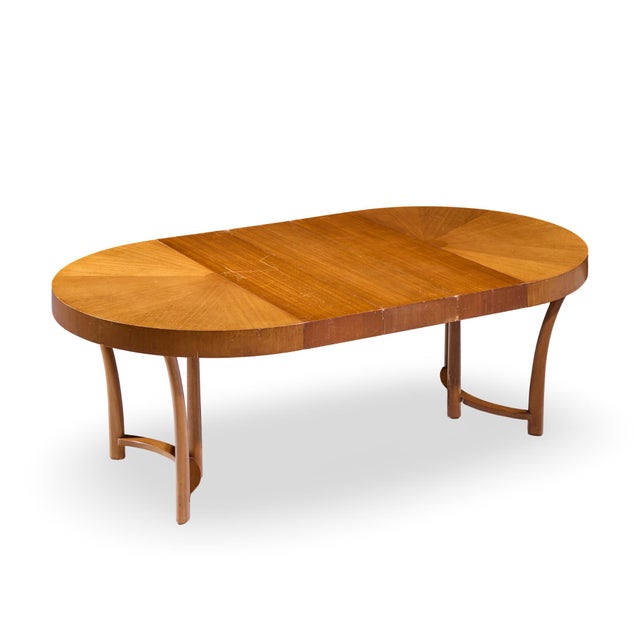 t.h. Robsjohn Gibbings for Widdicomb Mid Century Walnut Expanding Dining Table With 3 Leaves For Sale - Image 16 of 17