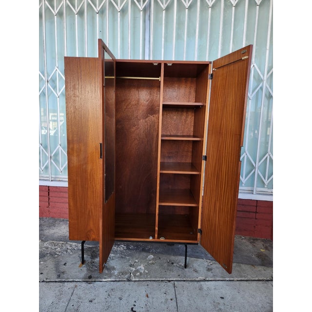 Copper Mid Century Modern Teak Armoire For Sale - Image 8 of 11
