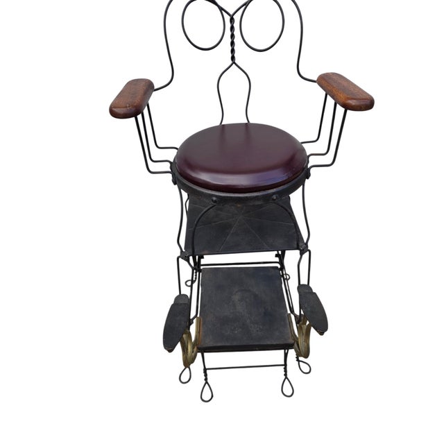 Antique Shoeshine Barbers Chair Twisted Wrought Iron Ice Cream Parlor Armchair For Sale - Image 11 of 18