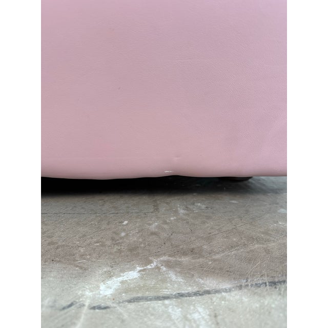 Vintage Postmodern 1990’s Sculptural Pink Leather Sofa For Sale - Image 11 of 12