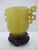 Yellow Chinese Archaistic Yellow Jade Twin Handled Libation Cup With Carved Wood Stand For Sale - Image 8 of 12