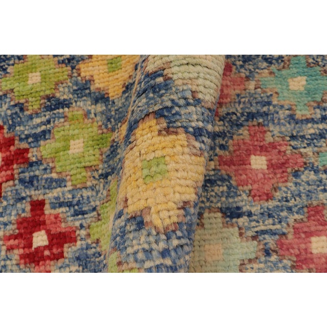 Textile Contemporary Balochi Blue/Red Wool Rug - 4'1''x6'0'' For Sale - Image 7 of 11