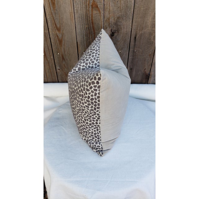 Robert Allen Robert Allen Grey Cheetah Print Fabric Pillow Cover For Sale - Image 4 of 4