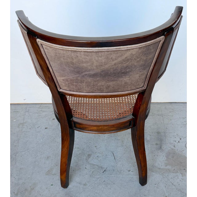 Late 20th Century Pair of Neoclassical Klismos Chairs with Caned Seats and Leather Cushions For Sale - Image 5 of 16