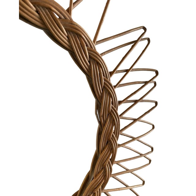 1980s Vintage 1980s French Wicker Mirror For Sale - Image 5 of 6