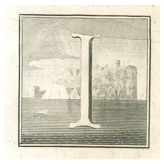 Luigi Vanvitelli, Letter of the Alphabet I, Etching, 18th Century For Sale