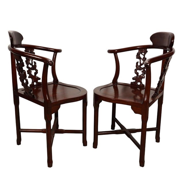 Vintage Chinese Carved Rosewood Corner Chair a Pair Chairish