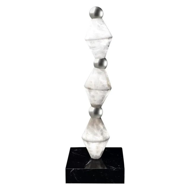 Contemporary Chronos Shiny Silver Table Lamp by Alabastro Italiano For Sale - Image 3 of 3