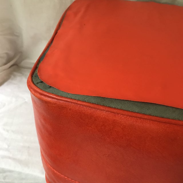 Vintage Vinyl Orange Ottoman Chairish