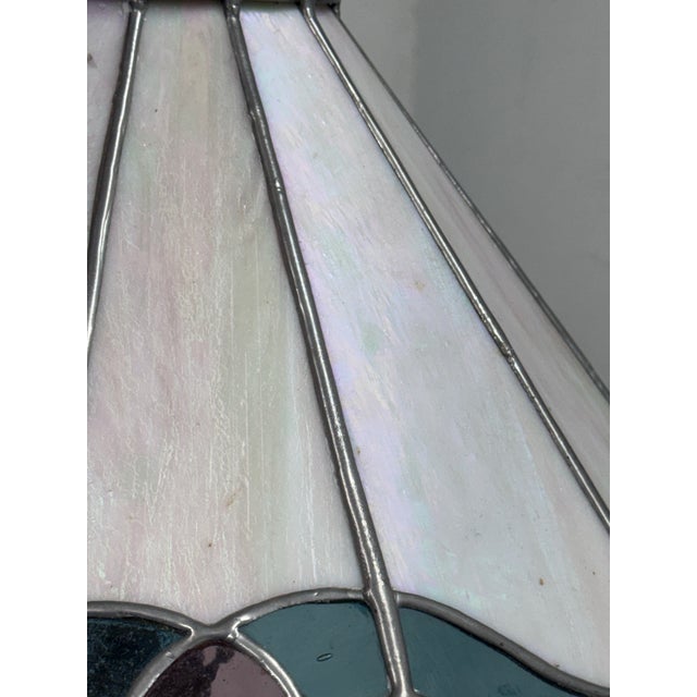 Glass Tiffany Style Stained Glass + Iridescent Table Lamp For Sale - Image 7 of 12