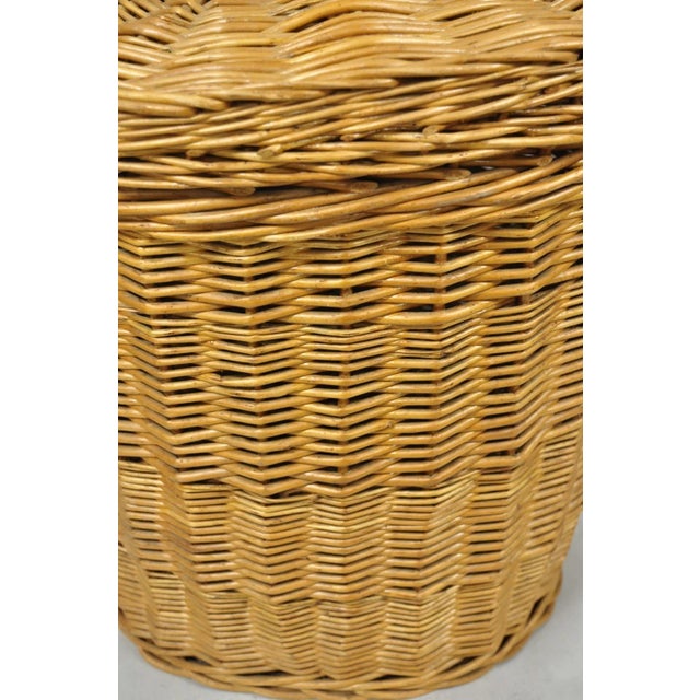 Brown Vintage Mid Century Modern Handwoven Wicker Rattan Laundry Basket W Lid For Sale - Image 8 of 17