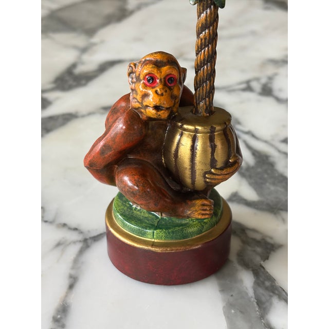 Traditional Vintage Palm Beach Style Petite Choses Monkey Palm Tree Candle Holders - A Pair For Sale - Image 3 of 9