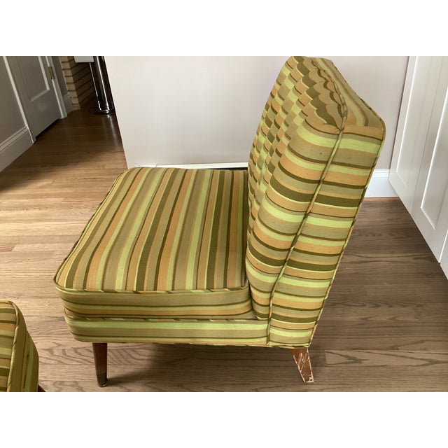 1960s Pair of Midcentury Modern Slipper Upholstered Chairs For Sale - Image 11 of 17