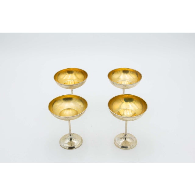 Plain Silver Champagne Glasses with Gold Interior, Set of 4 For Sale - Image 4 of 4