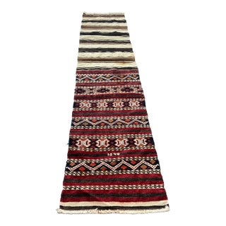 Vintage Striped Nomadic Kilim Runner For Sale