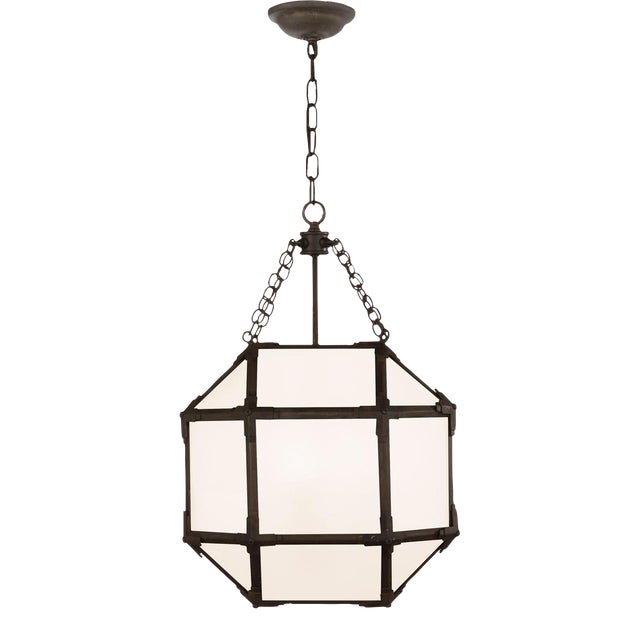 Suzanne Kasler for Visual Comfort Signature Morris Small Lantern in Antique Zinc with White Glass For Sale