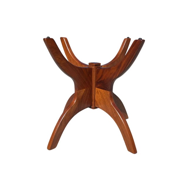 1960s Vintage Mid Century Modern Spider Leg Accent Glass Top End Walnut Table in the Style of Adrian Pearsall 1960s Restored For Sale - Image 5 of 11