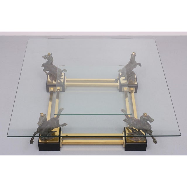 Flying Horse of Gansu Coffee Table with Glass Top by Maison Charles, France, 1970s For Sale - Image 4 of 9