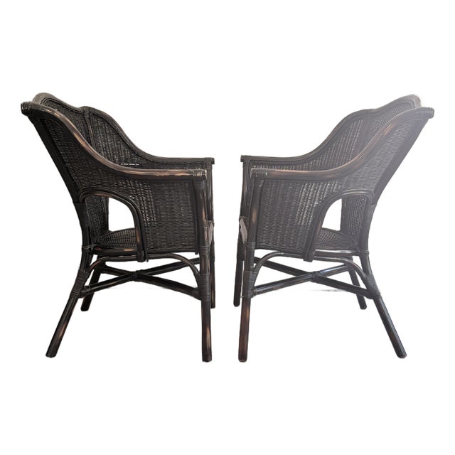 Pair Black Butterfly Wicker Chairs For Sale