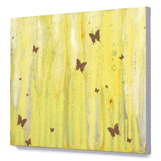 Harmonious Life - Bright Yellow Abstract Mixed Media Graffiti Inspired Original Artwork by Amber Goldhammer For Sale In Los Angeles - Image 6 of 9