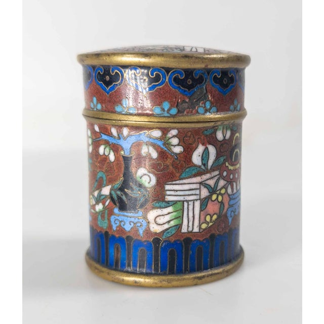 Chinese 20th Century Chinese Cloisonne Enamel Trinket or Tobacco Box, Scholar's Object For Sale - Image 3 of 9