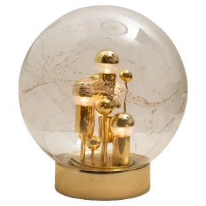 Large Hand Blown Bubble Glass Table Lamp from Doria, 1970s