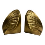 1950s Heavy Brass Clam Sea Shell Bookends For Sale